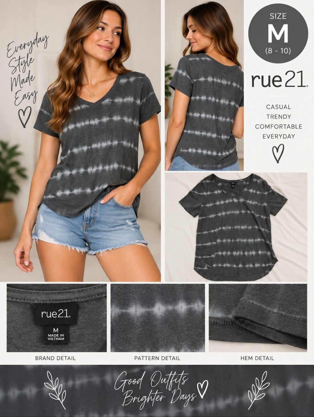 Rue21 Women's medium Grey tie dye top #31